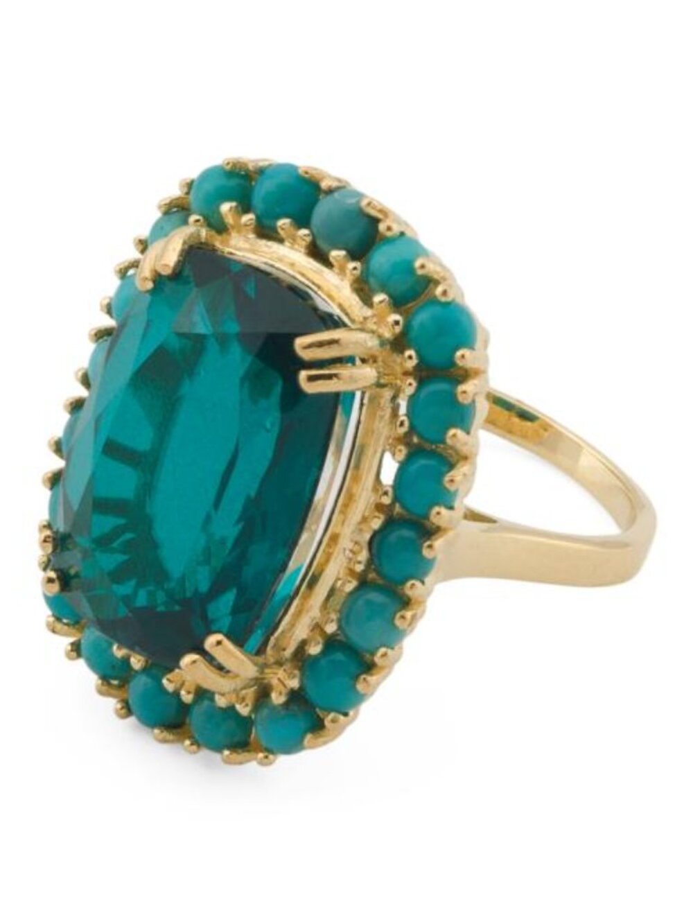 SHIVAM Made In India 18kt Gold Plated Sterling Silver Blue Quartz Ring